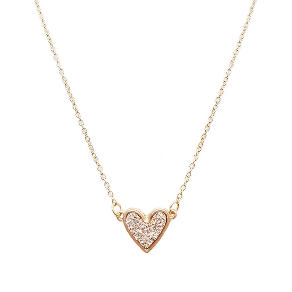 Heart Shape Rose Gold Druzy Stone Pendant Necklace