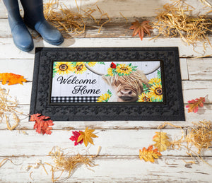 Floral Highland Cow Sassafras Switch Mat
