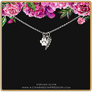 Pawprints on My Heart Pet Memorial Sterling Silver Necklace