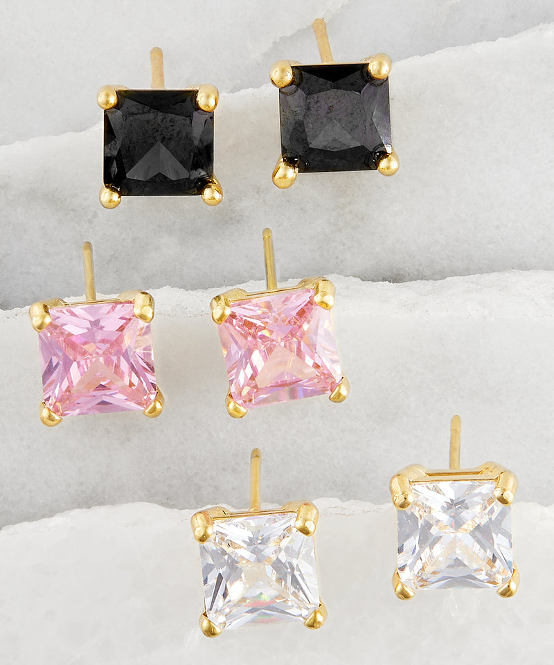 Lucille Square Cut Glass Stone Earrings