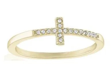 CZ Cross Gold Layers Ring