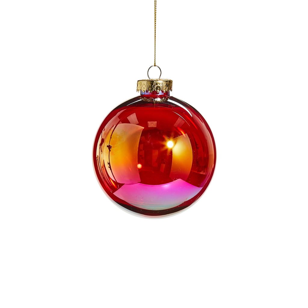 Red Seamless Iridescent 4" Ball Ornament