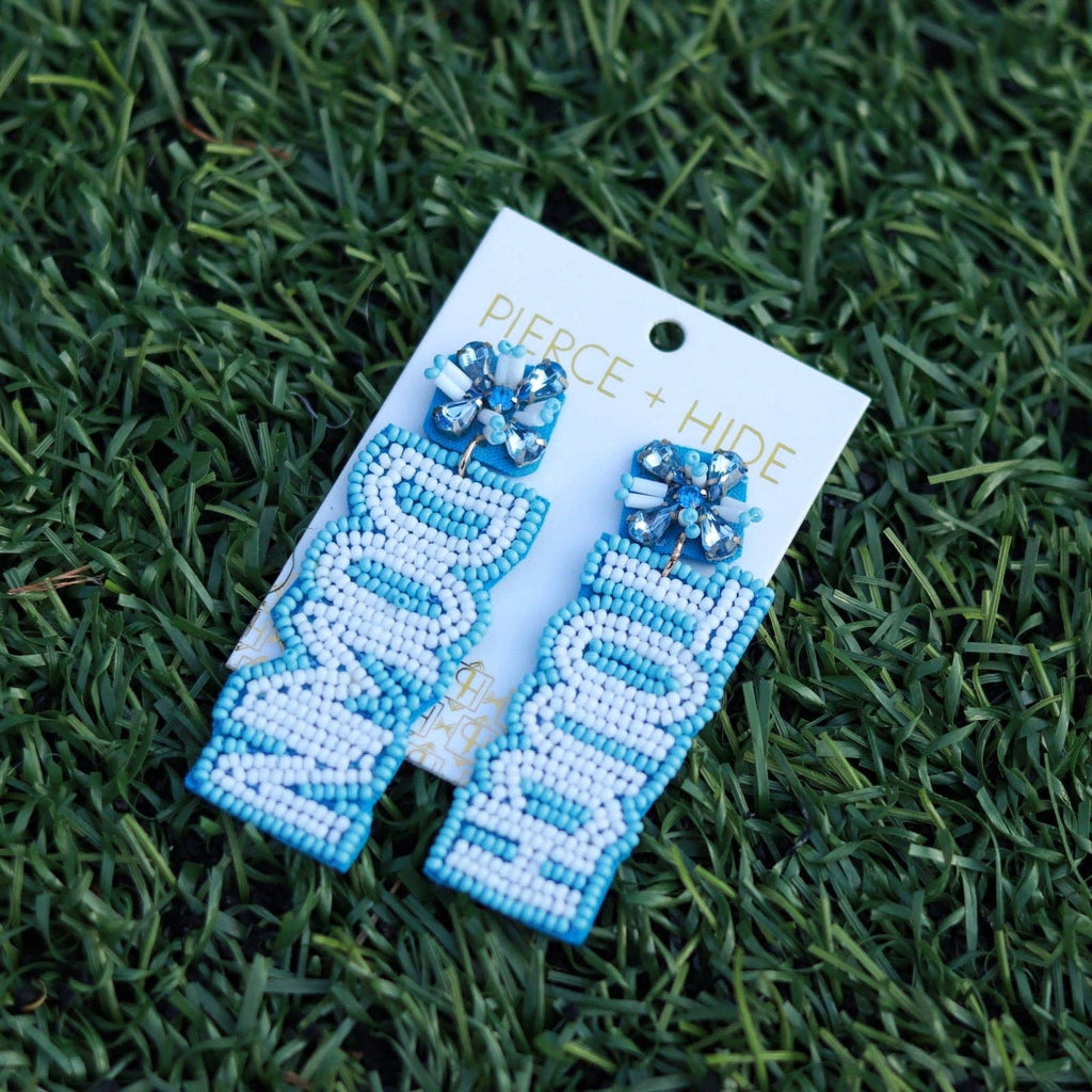 Carolina Blue + White Game Day Touch Down Earrings