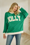 Jolly Kelly Green Cloudy Knit Pullover Top