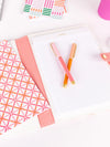 Pink Colorblock Snap Cap Pen