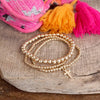 Gilded Grace Gold Cross Charm Stretchy Bracelet Set