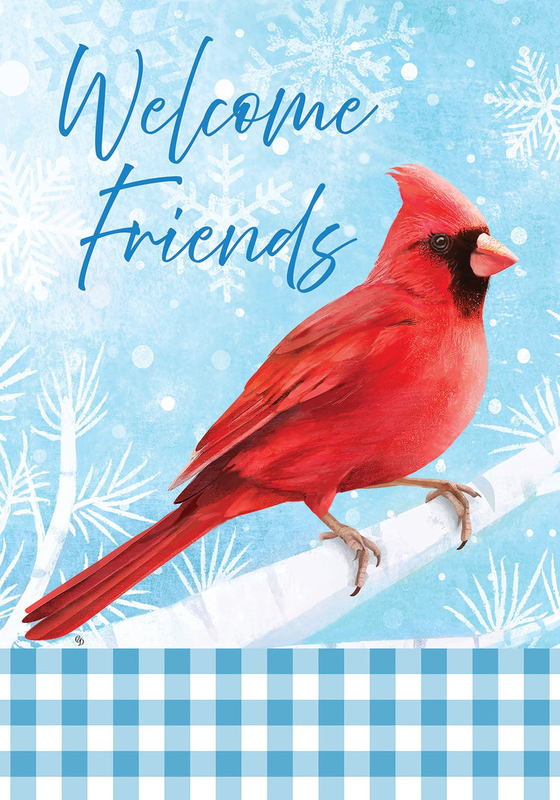 Snowy Cardinal Garden Flag