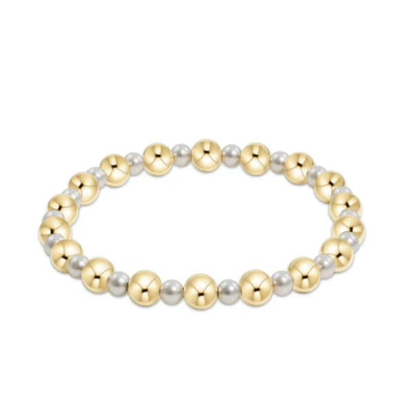 Enewton Pearl Grateful Pattern Gold 6mm Bead Bracelet