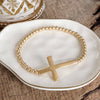 Abide In Me Gold Cross Stretchy Bracelet