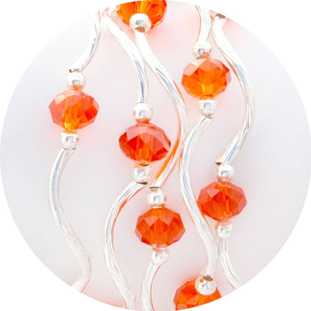 Deep Orange Color Story Gemstones + Crystals Beaded Stretch Bracelet