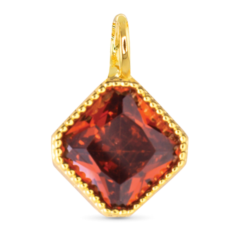 Amanda Blu Gold Burgundy Square CZ Charm