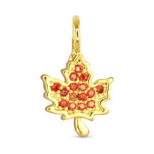 Amanda Blu Gold Orange CZ Maple Leaf Charm