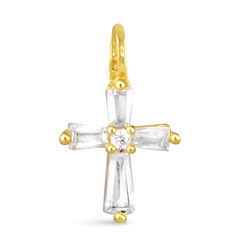 Amanda Blu Gold CZ Tapered Cross Charm