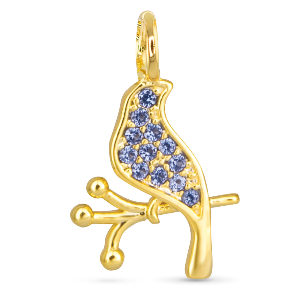 Amanda Blu Gold Blue CZ Bird Charm