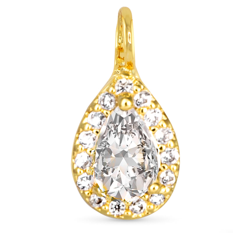 Amanda Blu Gold CZ Pear Halo Charm