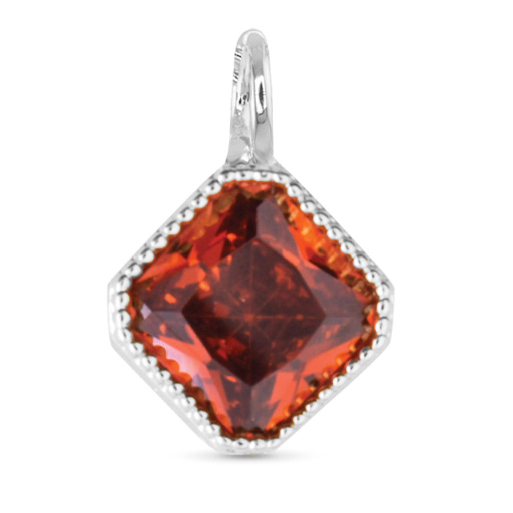 Amanda Blu Silver Square Burgundy CZ Charm