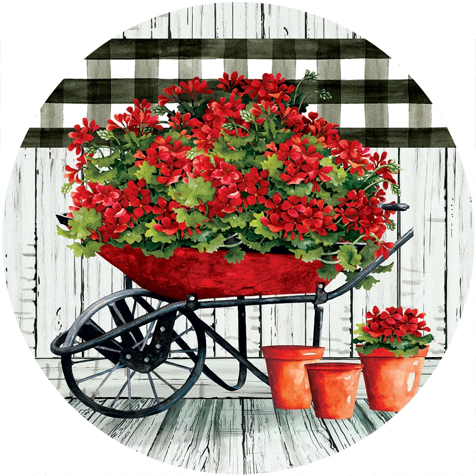 Geranium Wheelbarrow Accent Magnet