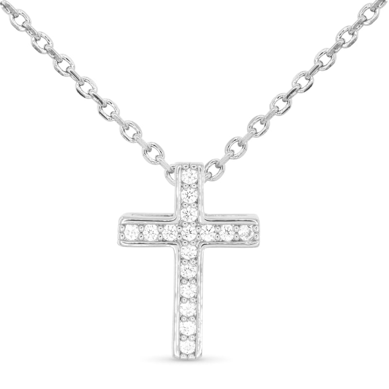 Amanda Blu Silver CZ Channel Set Cross Necklace