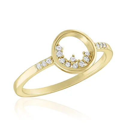 Open Circle CZ Cluster Gold Layers Ring