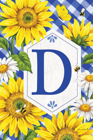 Sunflowers & Daisies Monogram Garden Flag