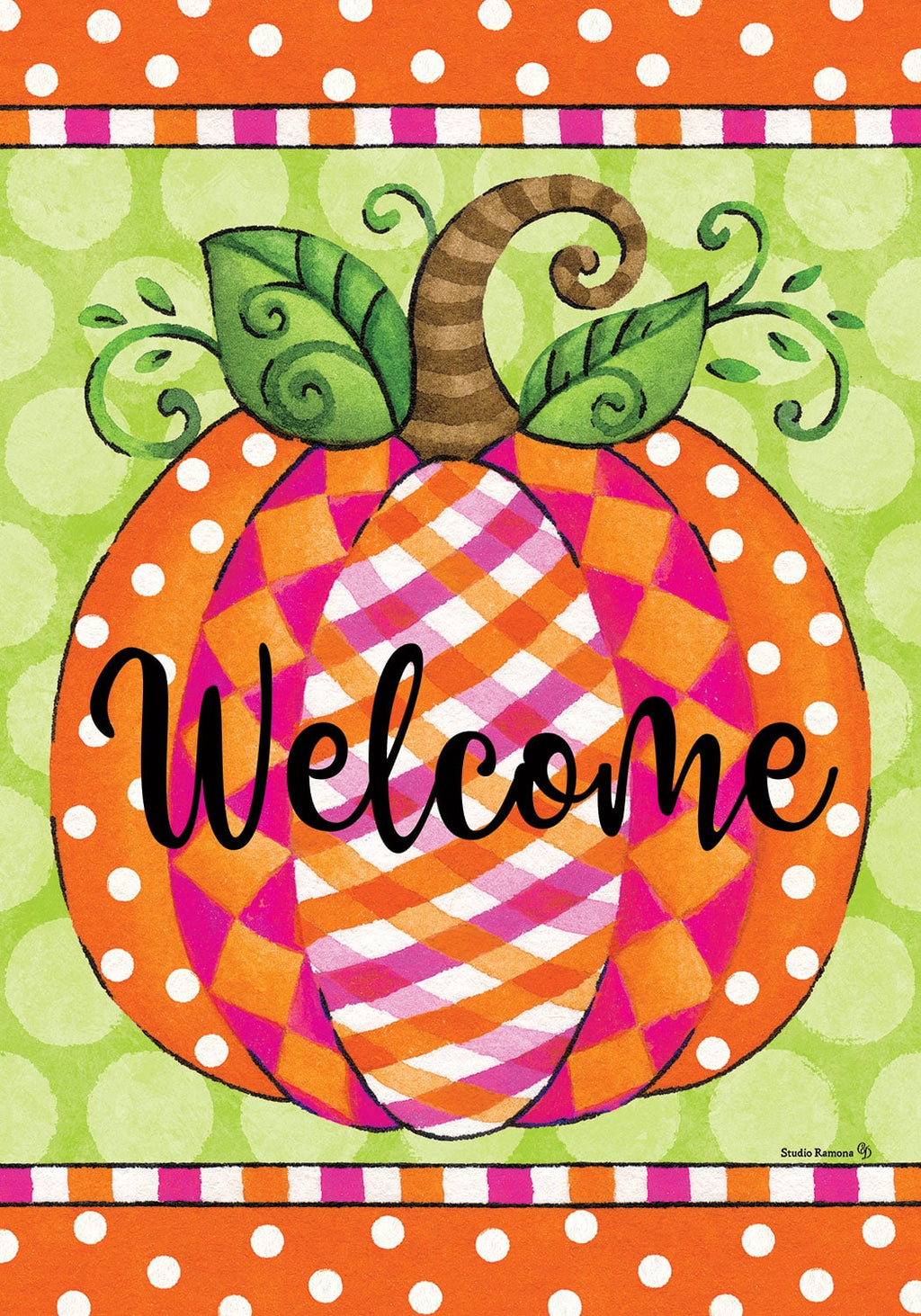 Preppy Pumpkin Garden Flag