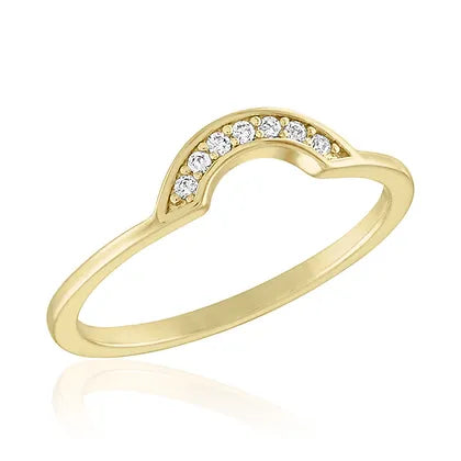 Curved CZ Gold Layers Ring