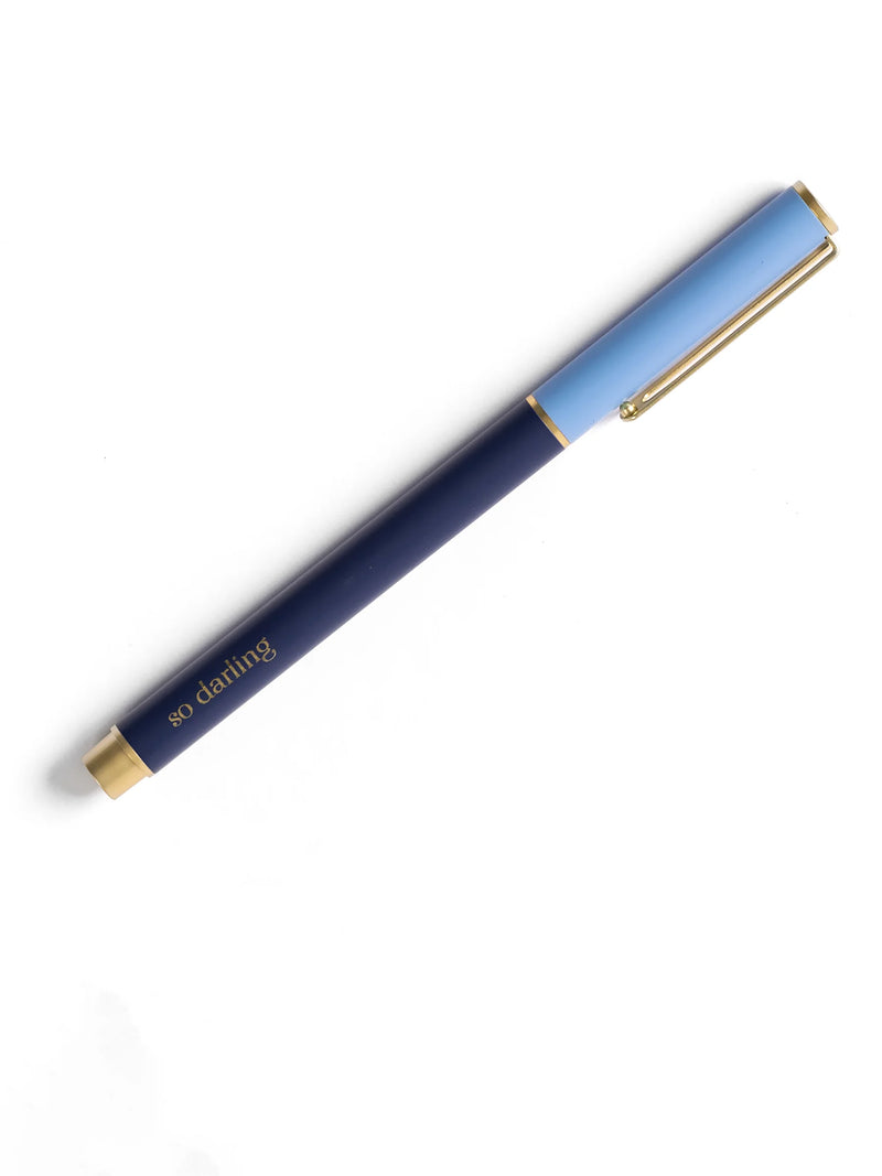 Blue Colorblock Snap Cap Pen