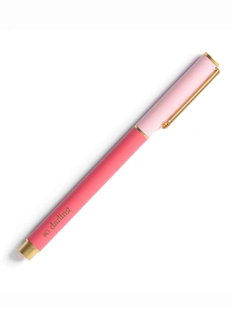 Pink Colorblock Snap Cap Pen