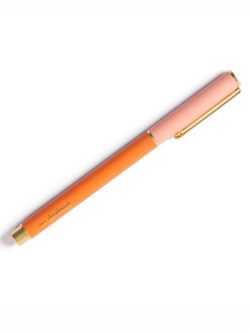 Coral Colorblock Snap Cap Pen