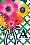 Floral Lattice Monogram Garden Flag