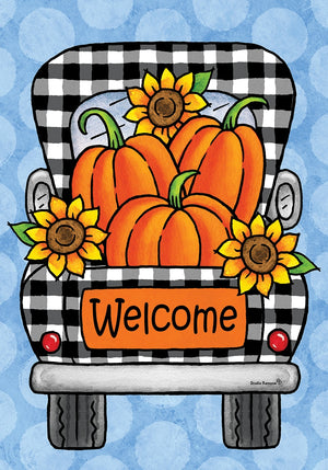 Gingham Truck Garden Flag