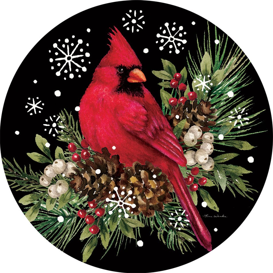 Cardinal Pinecones Accent Magnet