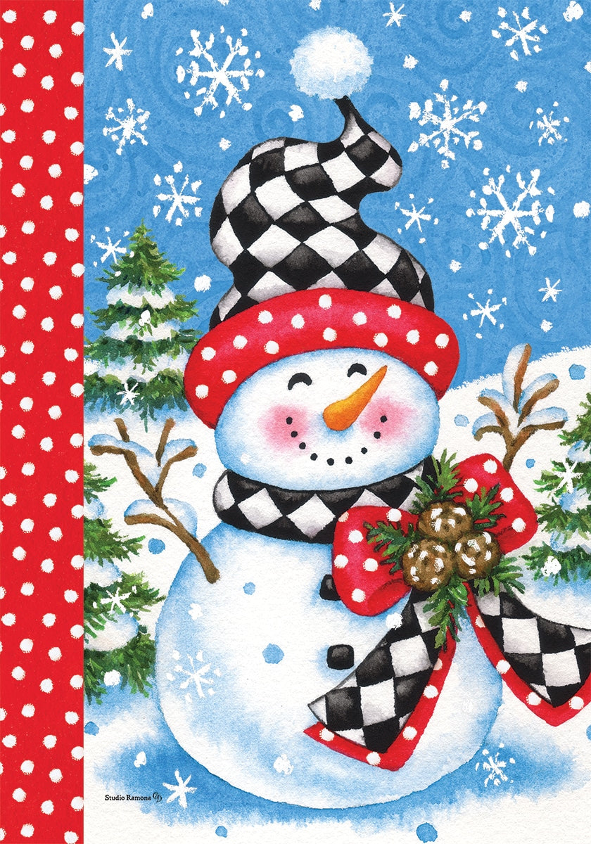 Checkered Snowman House Flag