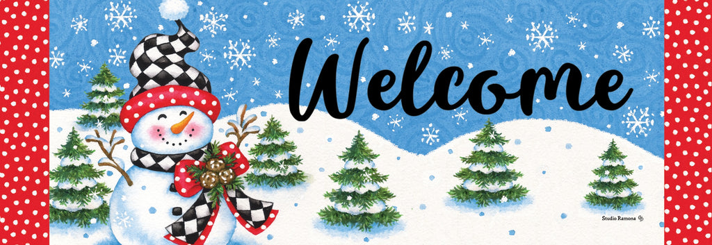 Checkered Snowman Signature Sign