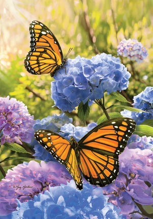 Monarch Hydrangeas Garden Flag