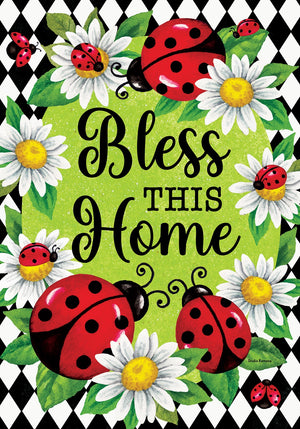 Ladybug Diamond Garden Flag