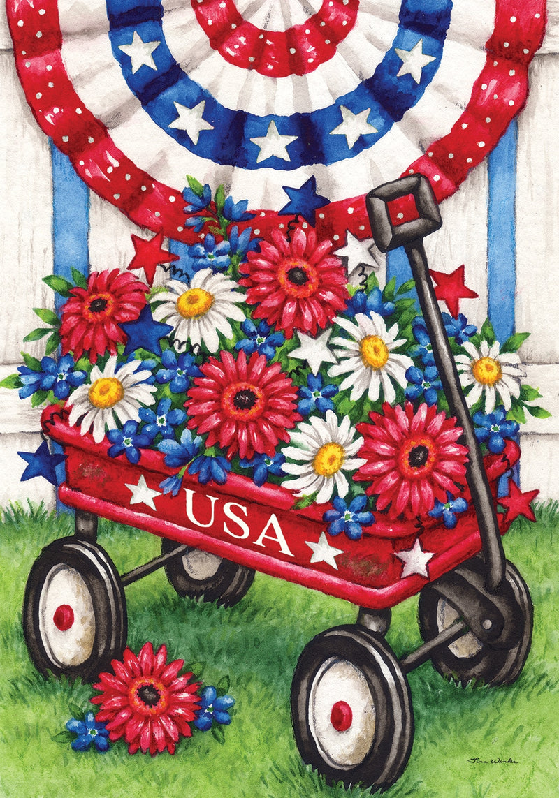 Patriotic Wagon Garden Flag