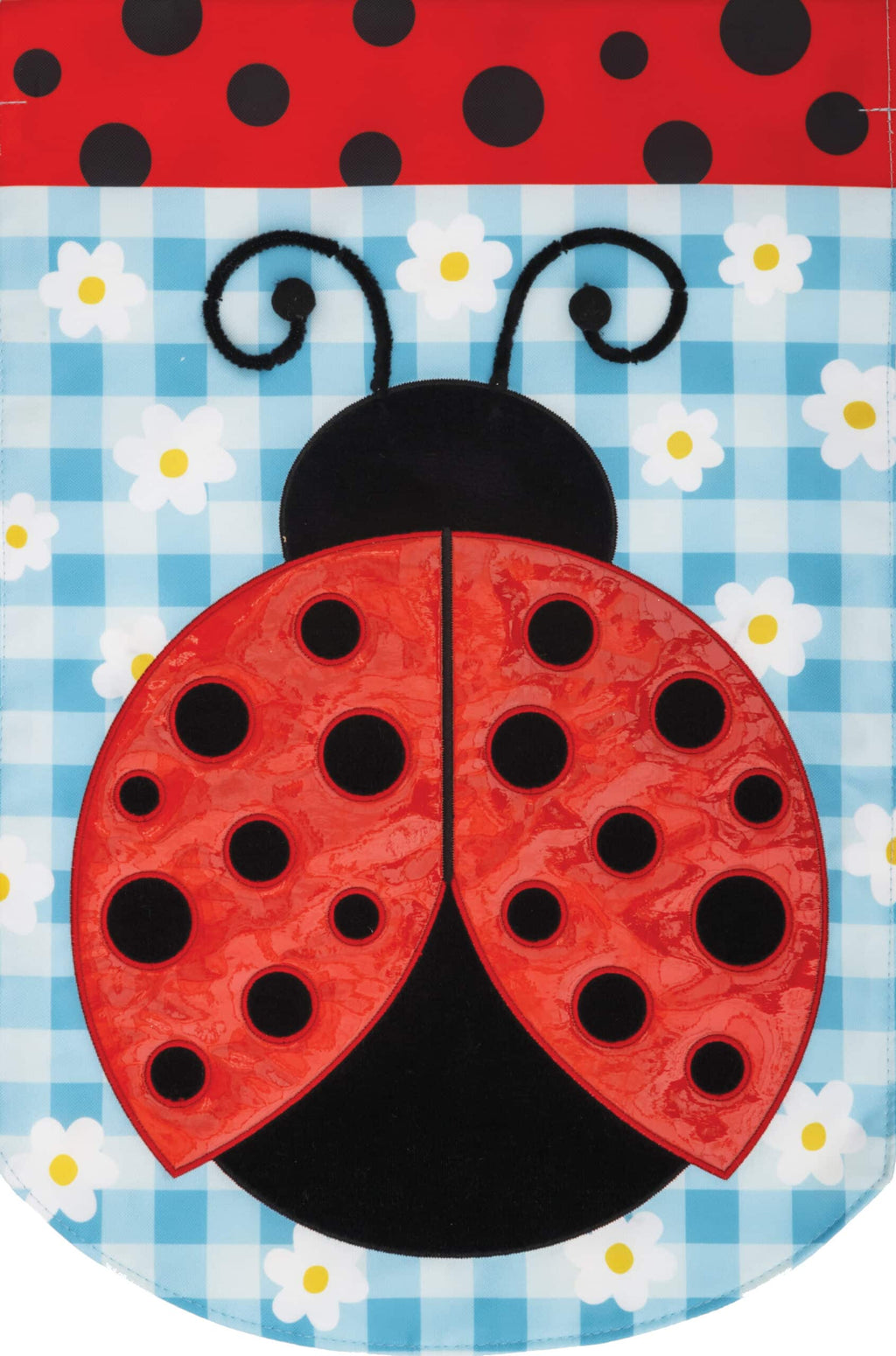 Ladybug Daisies Applique Garden Flag