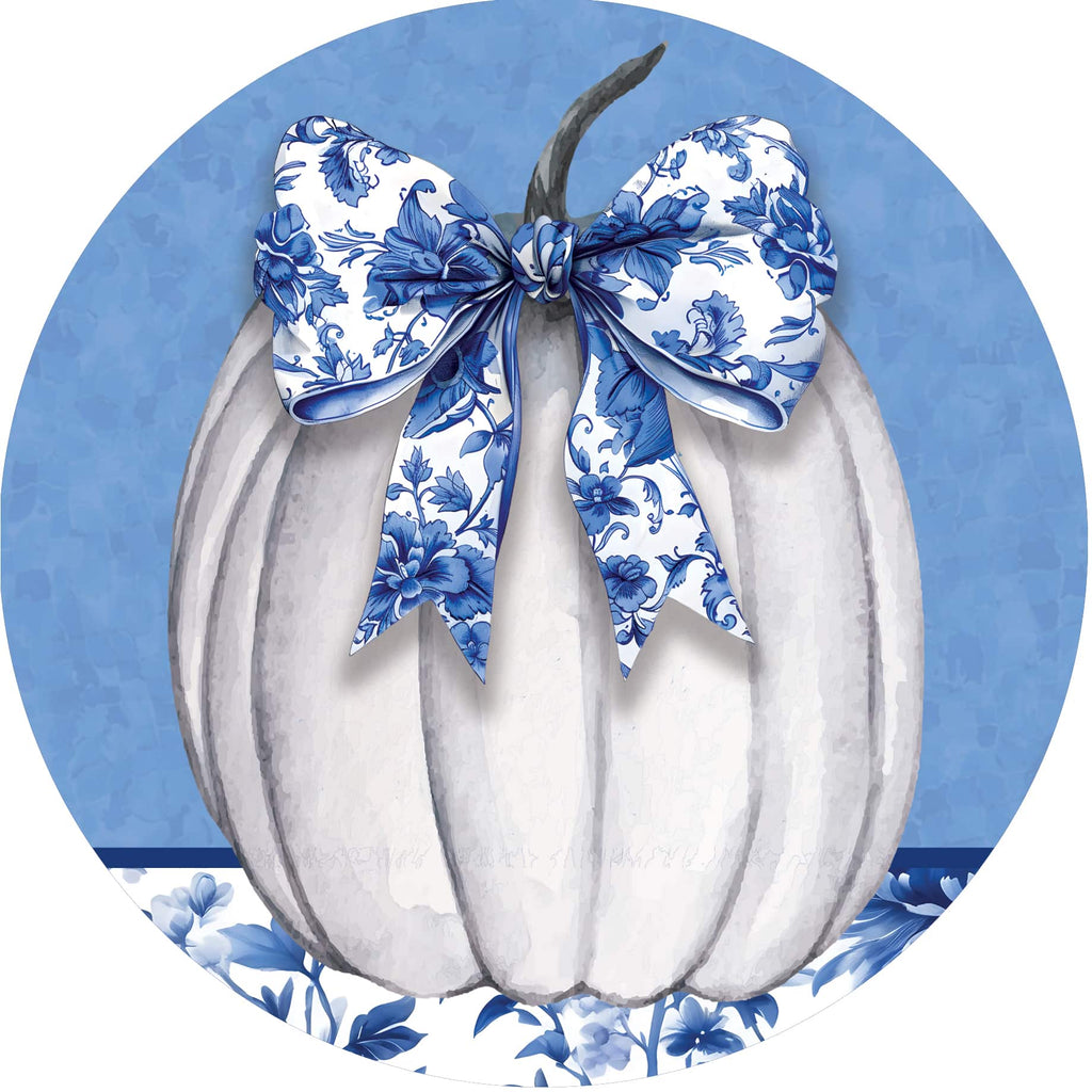 Blue & White Pumpkin Accent Magnet
