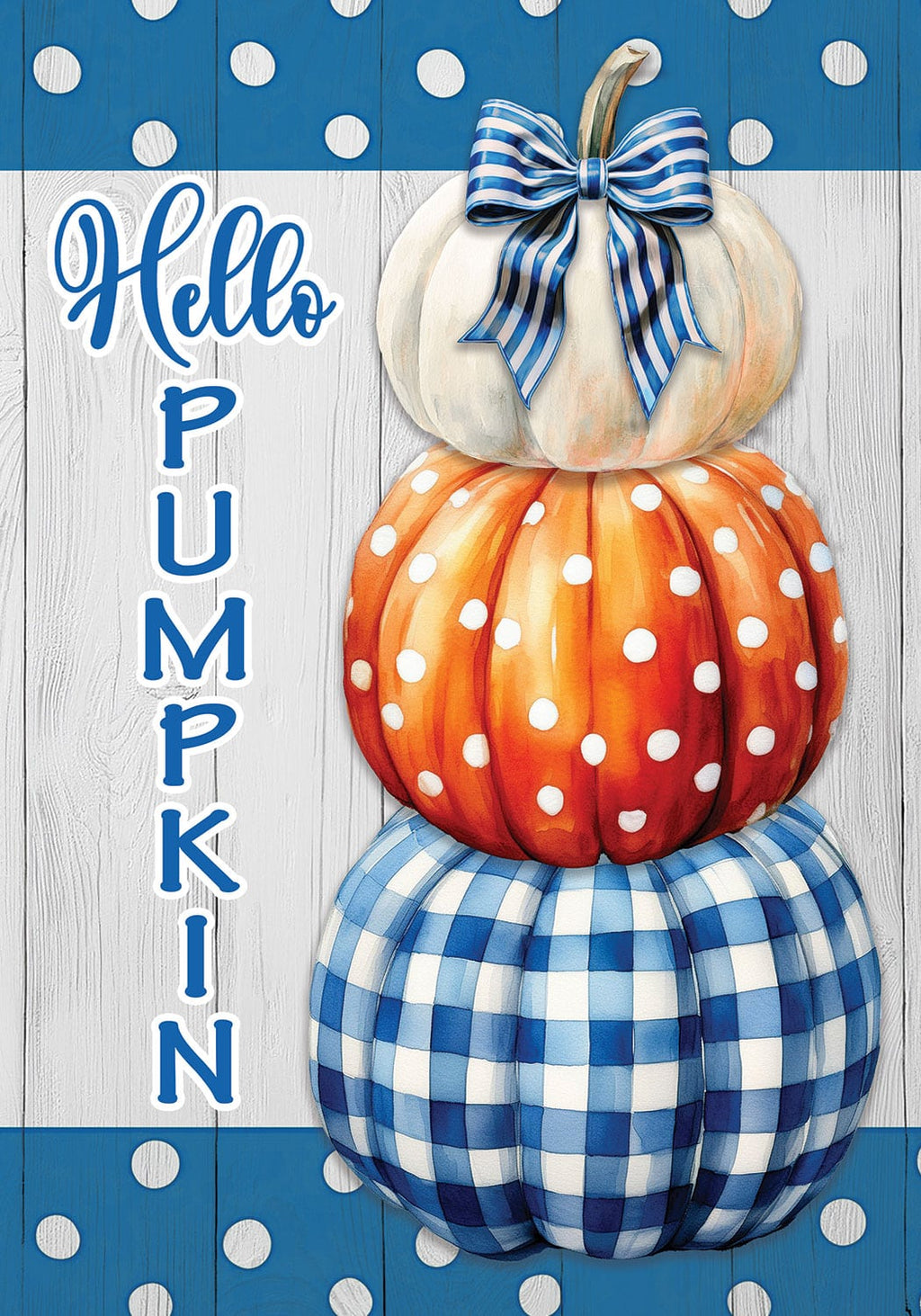 Gingham Pumpkin Stack Garden Flag