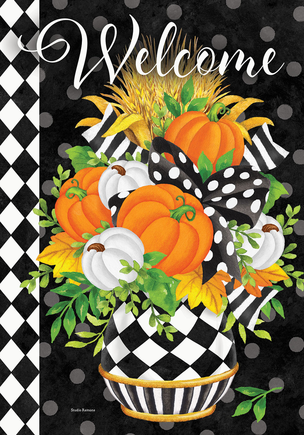 Black & White Planter Garden Flag