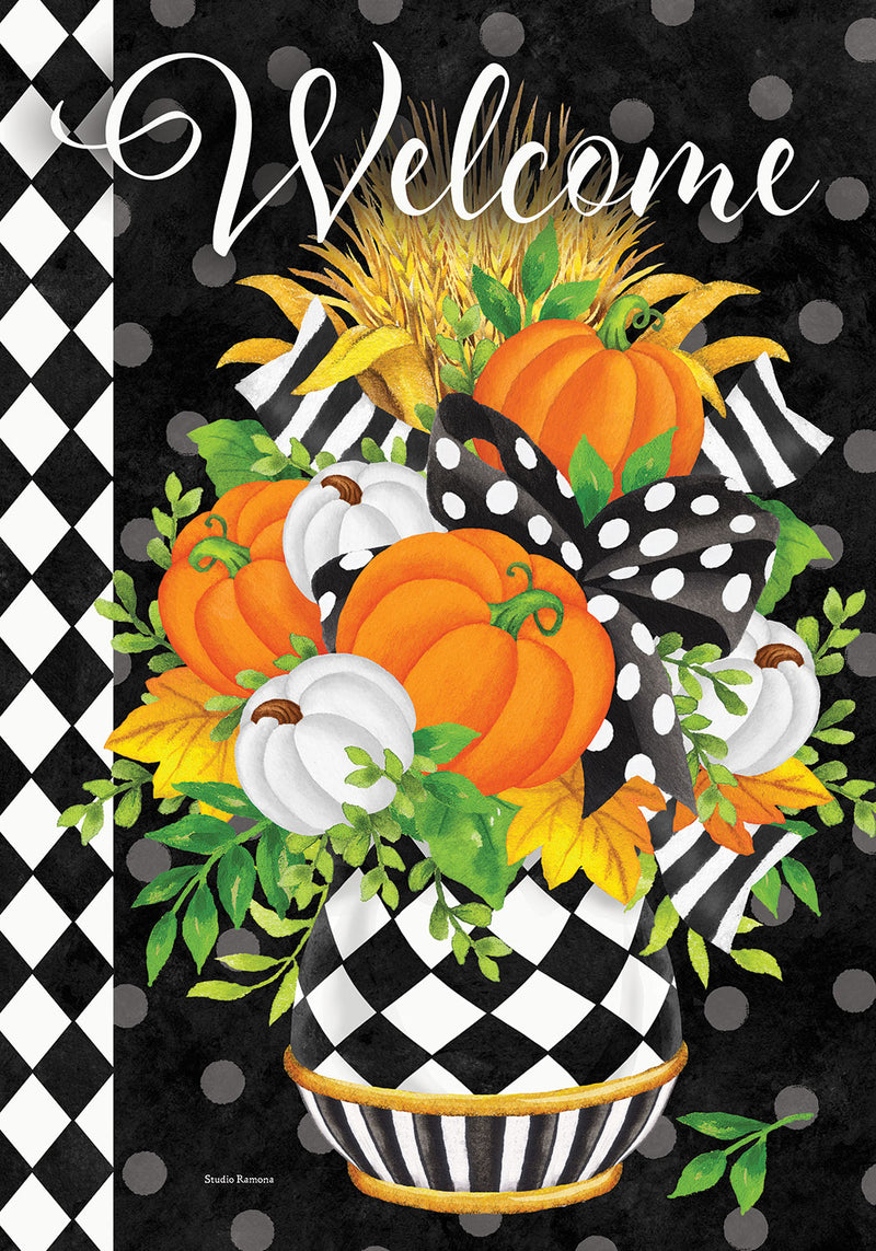Black & White Planter Garden Flag