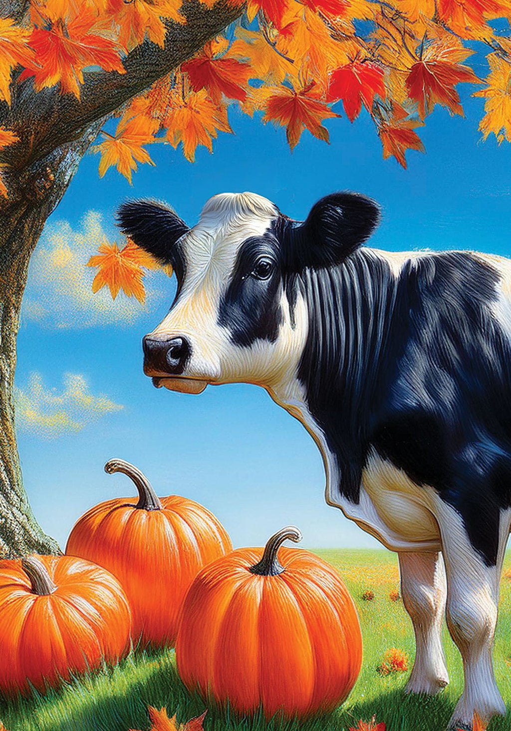 Cow & Pumpkins Garden Flag