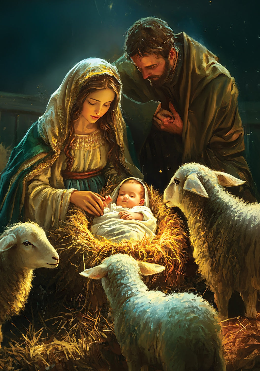 Nativity With Sheep Garden Flag