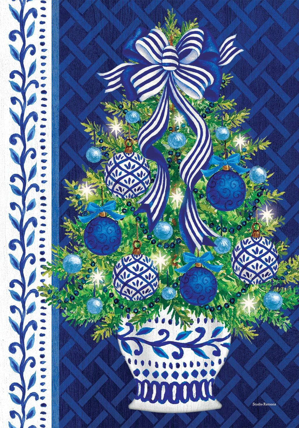 Chinoiserie Christmas Tree Garden Flag
