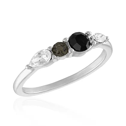 Black Multi Transitioning Stone Stack Ring