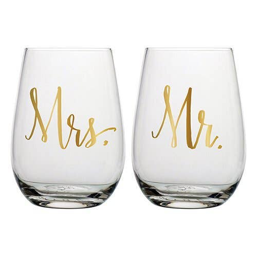 Mr. and Mrs. Wine Glass Set