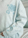 Sunkissed Coconut Pearl Grey Tropical Embroidered Sweatshirt