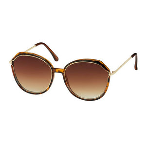 Blue Gem Round Metal Inlay Sunglasses