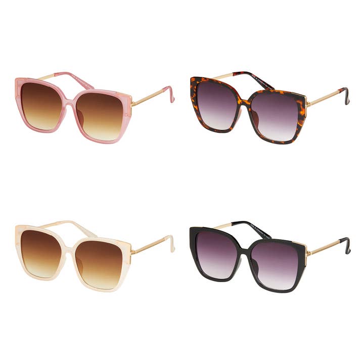 Blue Gem Oversized with Gold Temples Sunglasses